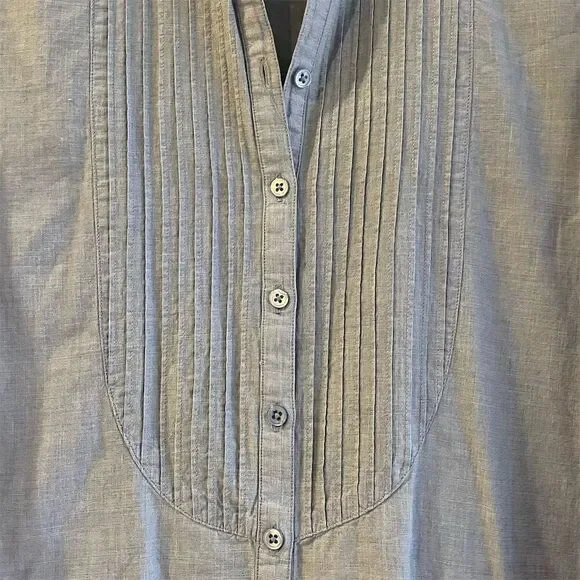 CAbi Women's M Blue Pintucked Button-Up Tunic Shirt Long Sleeve Casual - Picture 2 of 7